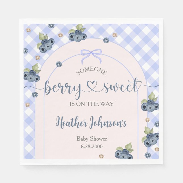 Servilleta De Papel Blueberry Berry Sweet Baby Boy Baby Shower (Anverso)