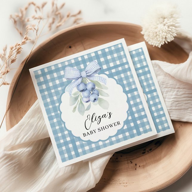 Servilleta De Papel Blueberry Berry Sweet Gingham Baby Shower (Subido por el creador)