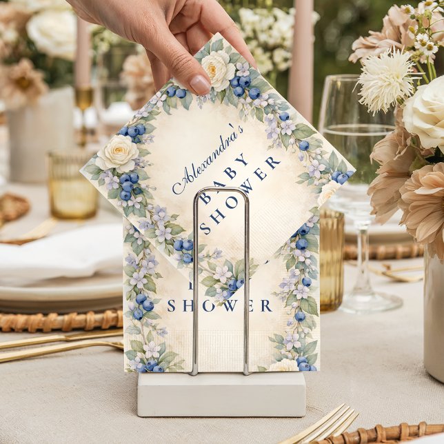 Servilleta De Papel Blueberry Floral Wreath Baby Shower (Subido por el creador)