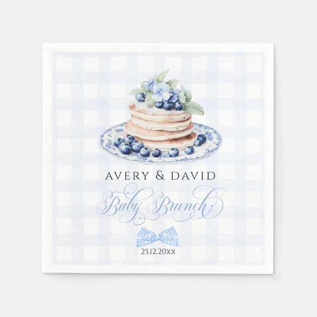Servilleta De Papel Blueberry Pancake Baby Brunch Baby Shower Boy (Anverso)
