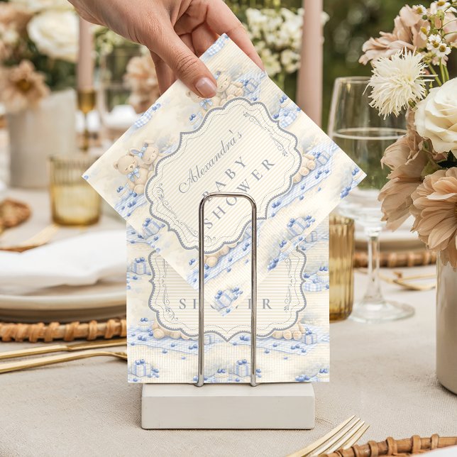 Servilleta De Papel Blueberry Teddy Gift Toile Baby Shower (Subido por el creador)