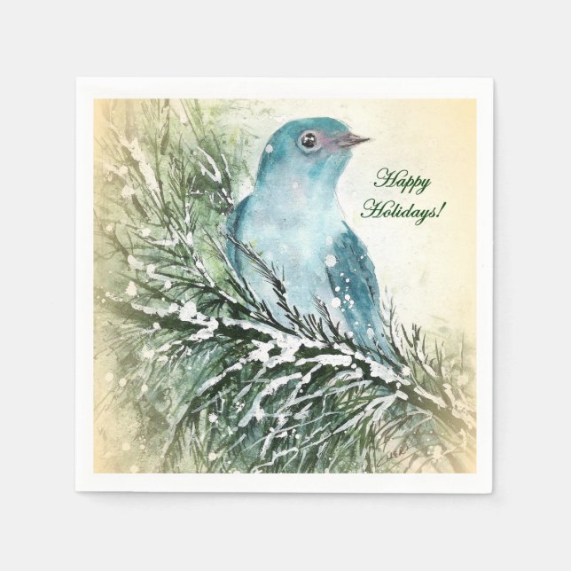 Servilleta De Papel Bluebird Holiday Cocktail Napkin (Anverso)