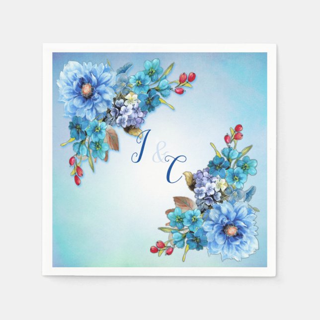 Servilleta De Papel Blues de cornflower en acuarela (Anverso)