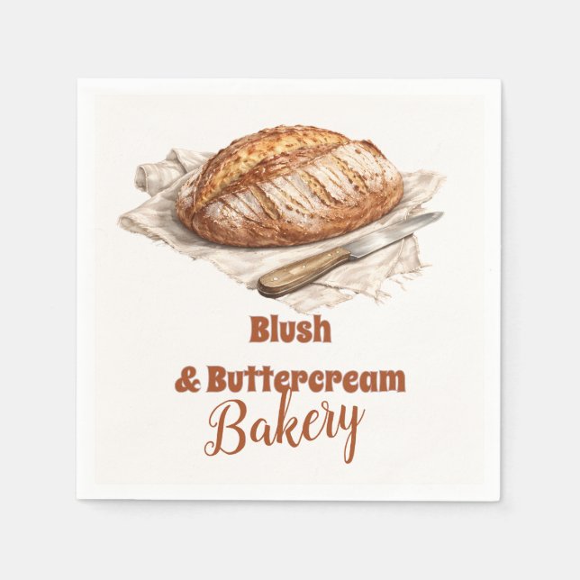 Servilleta De Papel Blush Artisan Bread Bakery Business (Anverso)