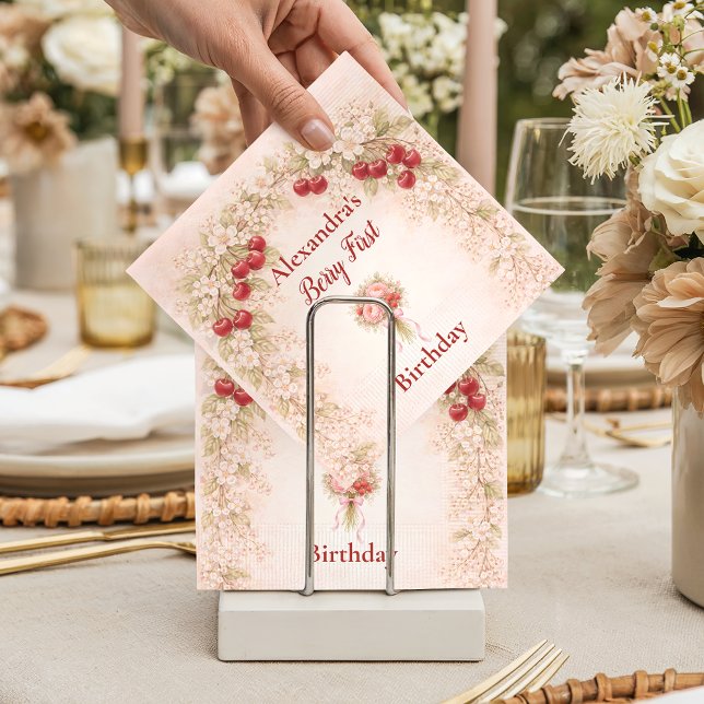 Servilleta De Papel Blush Cherry Botanical Party 1st Birthday (Subido por el creador)