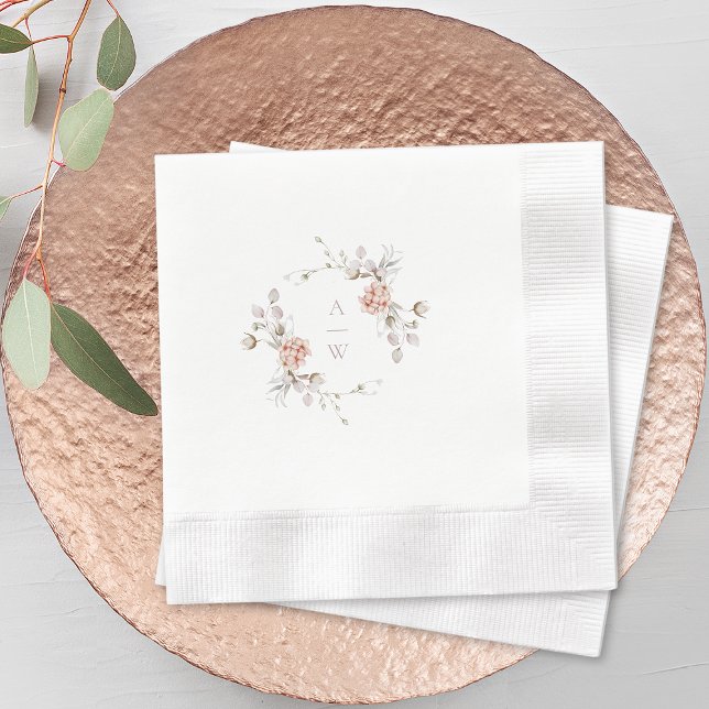 Servilleta De Papel Blush Floral Monogram Wedding Napkins (Subido por el creador)