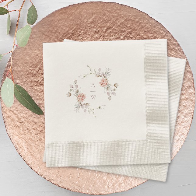 Servilleta De Papel Blush Floral Monogram Wedding Napkins (Subido por el creador)
