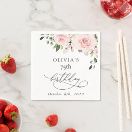 Servilleta De Papel Blush Flowers, Pink Flowers, Greenery, Birthday