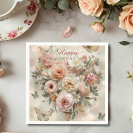 Servilleta De Papel Blush Garden Roses Galentine Tea Party Florals