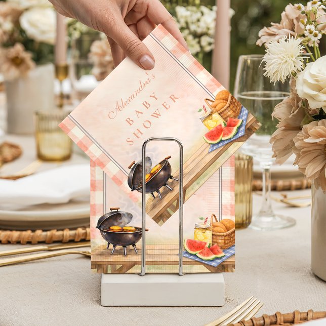 Servilleta De Papel Blush Gingham Baby Q Baby Shower (Subido por el creador)