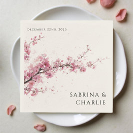 Servilleta De Papel Blush Pink Cherry Blossom Elegant Floral Wedding