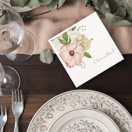 Servilleta De Papel Blush Pink Floral Wedding Cocktail Napkin