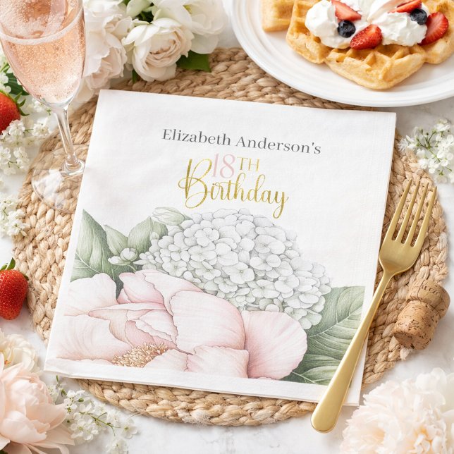 Servilleta De Papel Blush Pink Peony Floral 18th Birthday  (Subido por el creador)