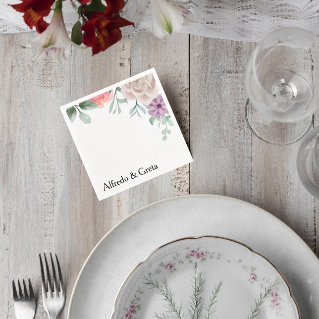 Servilleta De Papel Blush Pink Rose Wedding Cocktail Napkin (Subido por el creador)