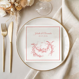 Servilleta De Papel Blush Pink Toile de Jouy Wedding Paper Napkins