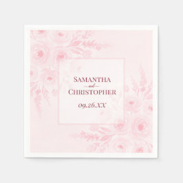 Servilleta De Papel Blush Pink Watercolor Boho Floral Elegant Wedding