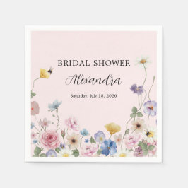 Servilleta De Papel Blush Pink Wildflowers Bridal Shower Invitation