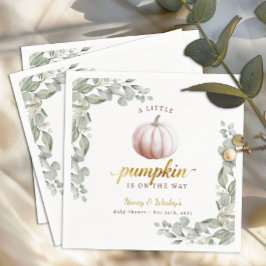 Servilleta De Papel Blush Pumpkin Fall Baby Shower Paper Napkins