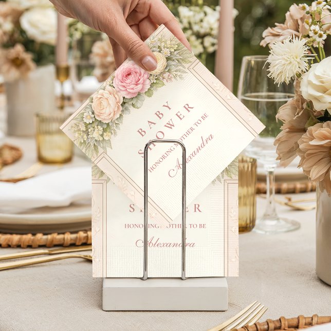 Servilleta De Papel Blush Ranunculus And Rose Garden Baby Shower (Subido por el creador)