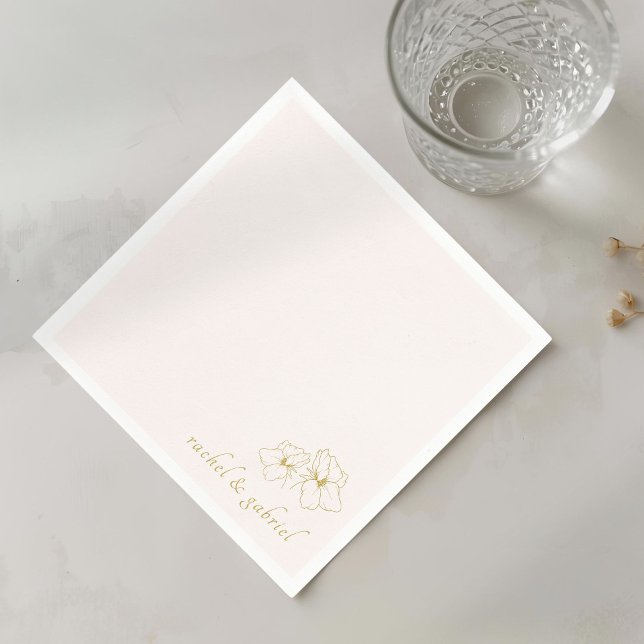 Servilleta De Papel Blush Rosa | Boda Floral Chic Falso Dorado (Subido por el creador)