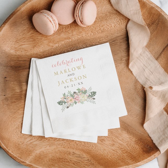 Servilleta De Papel Blush Rosa Floral Boho Boda Monograma (Subido por el creador)