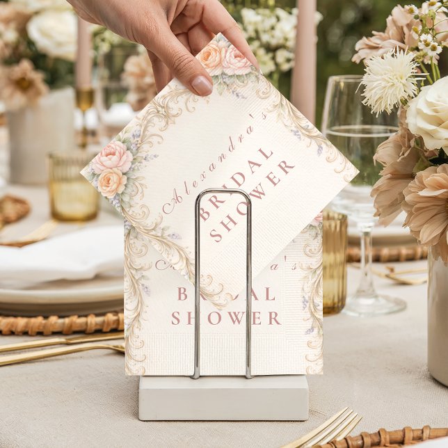Servilleta De Papel Blush Rose Ornate Baroque Bridal Shower (Subido por el creador)