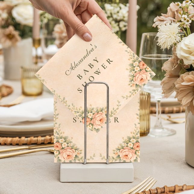Servilleta De Papel Blush Sage Floral Garden Baby Shower (Subido por el creador)