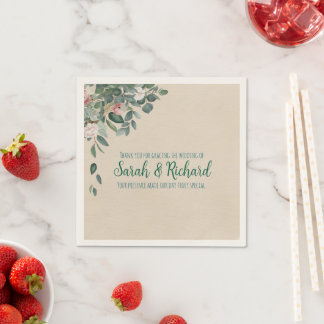 Servilleta De Papel Blush Sage Floral Wedding