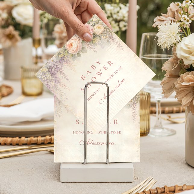 Servilleta De Papel Blush Wisteria And Rose Garden Baby Shower (Subido por el creador)