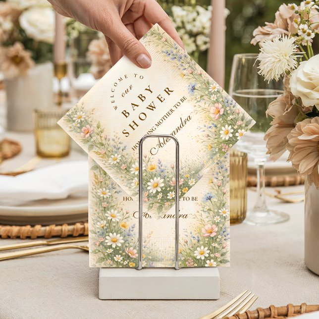 Servilleta De Papel Blush Yellow Wildflower Baby Shower (Subido por el creador)