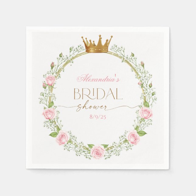 Servilleta De Papel Blushing Romance: Pink Roses & Baby’s Breathe (Anverso)