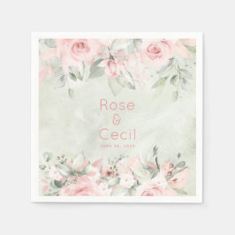 Servilleta De Papel Blushing Roses rosados Boda Coctail Napkins