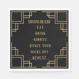 Servilleta De Papel BM Bat Bar Mitzvah Black Art Deco