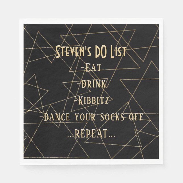 Servilleta De Papel BM Bat Bar Mitzvah Gold Stars (Anverso)