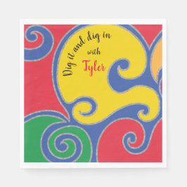 Servilleta De Papel BM Bat o Bar Mitzvah Napkin Purpurinoso Swirls