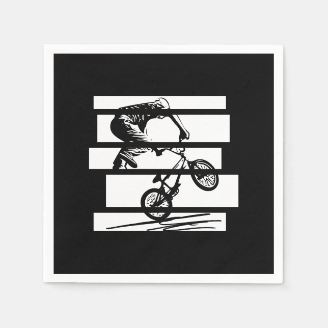 Servilleta De Papel BMX Wheelie Silhouette Urban Lines (Anverso)