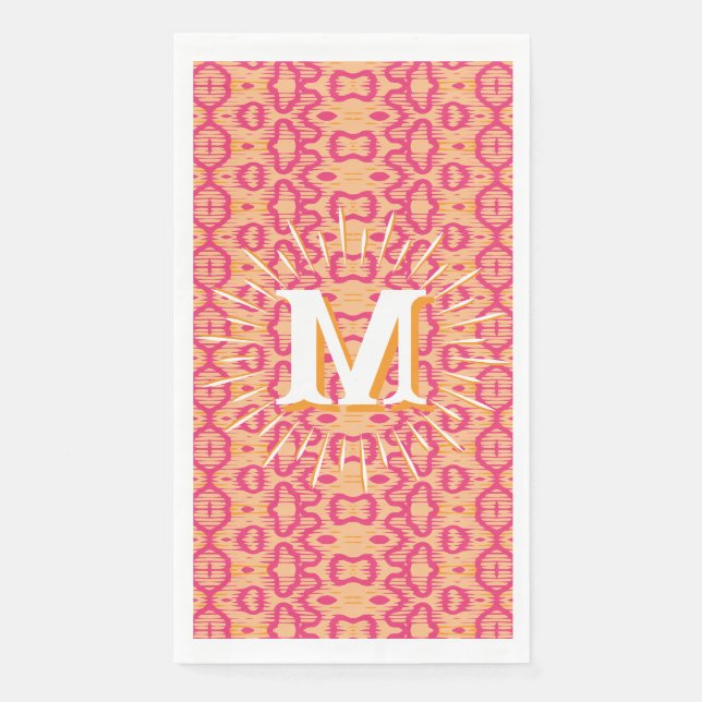 Servilleta De Papel Boa Ripple en Rosa + Naranja Personalizado (Anverso)