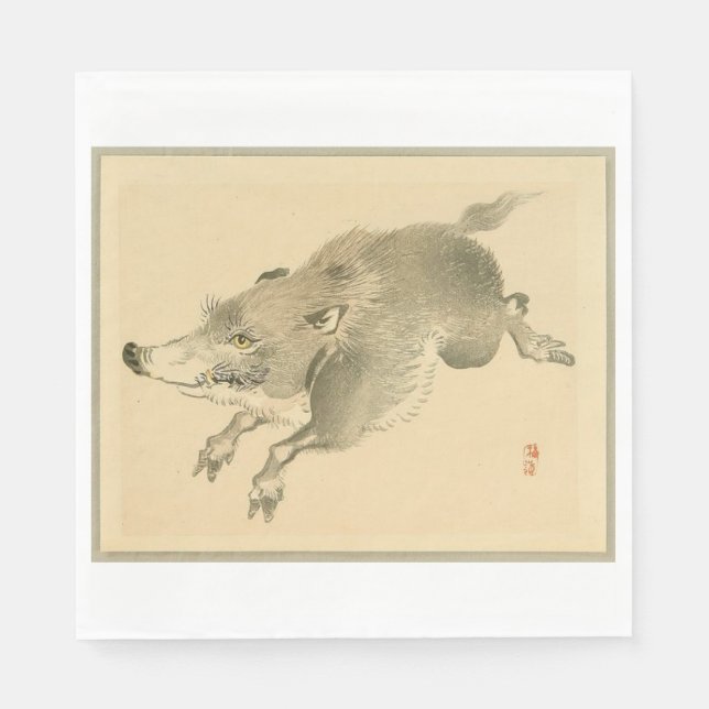Servilleta De Papel Boar salvaje (arte japonés) (de Kono Bairei) (Anverso)