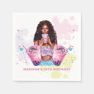 Servilleta De Papel Boba Bubble Tea Birday African American