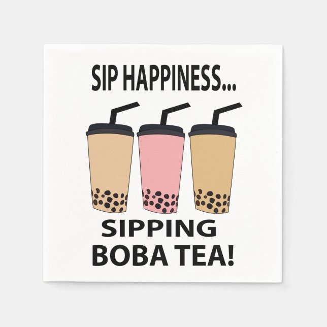 Servilleta De Papel Boba Tea Bubble Tea Boba Tea Fiesta (Anverso)