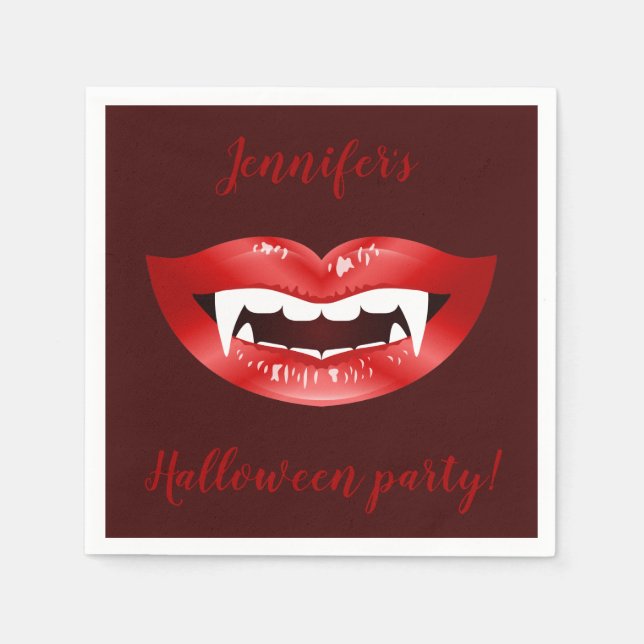 Servilleta De Papel Boca de vampiro Texto personalizado para fiesta de (Anverso)