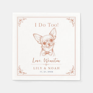 Servilleta De Papel Boceto de boda minimalista de Chihuahua personaliz