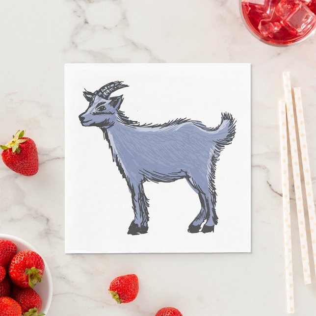 Servilleta De Papel Boceto de cabra gris animal de granja rústica (Subido por el creador)