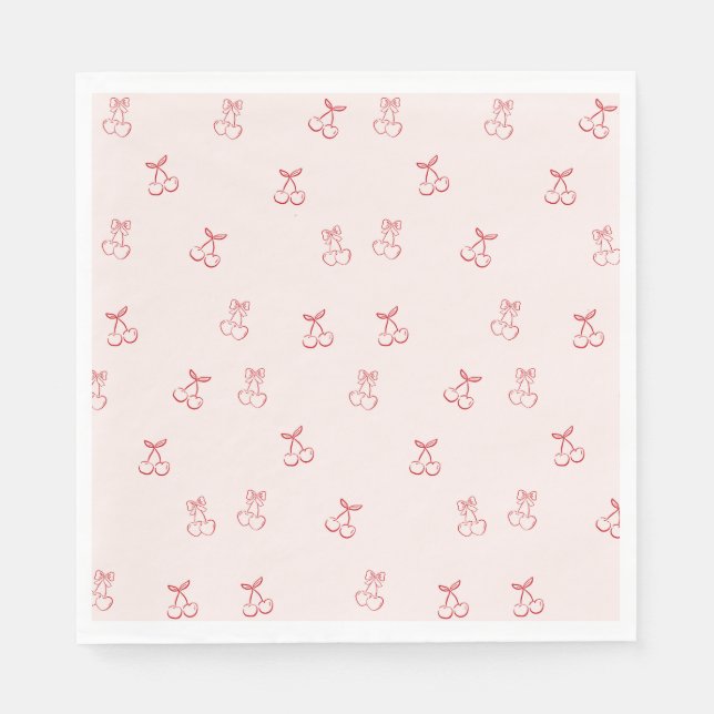 Servilleta De Papel Boceto de Cereza Minimalismo (Anverso)