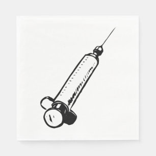 Servilleta De Papel Boceto de jeringa clásica Equipo médico