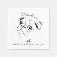 Boceto de línea minimalista negro de perro Pug mod