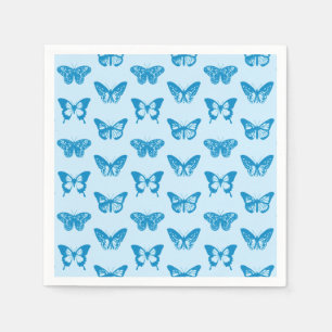 Servilleta De Papel Boceto de mariposa, azul cerúleo y cielo