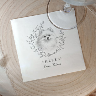 Servilleta De Papel Boceto de mascota Pomerania Boda elegante de perro