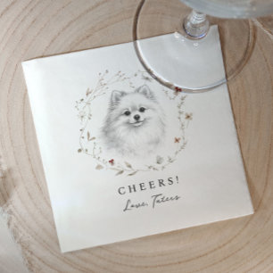 Servilleta De Papel Boceto de mascota Pomerania Bodas Flores silvestre