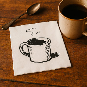 Servilleta De Papel Boceto de taza de café dibujado a mano minimalista
